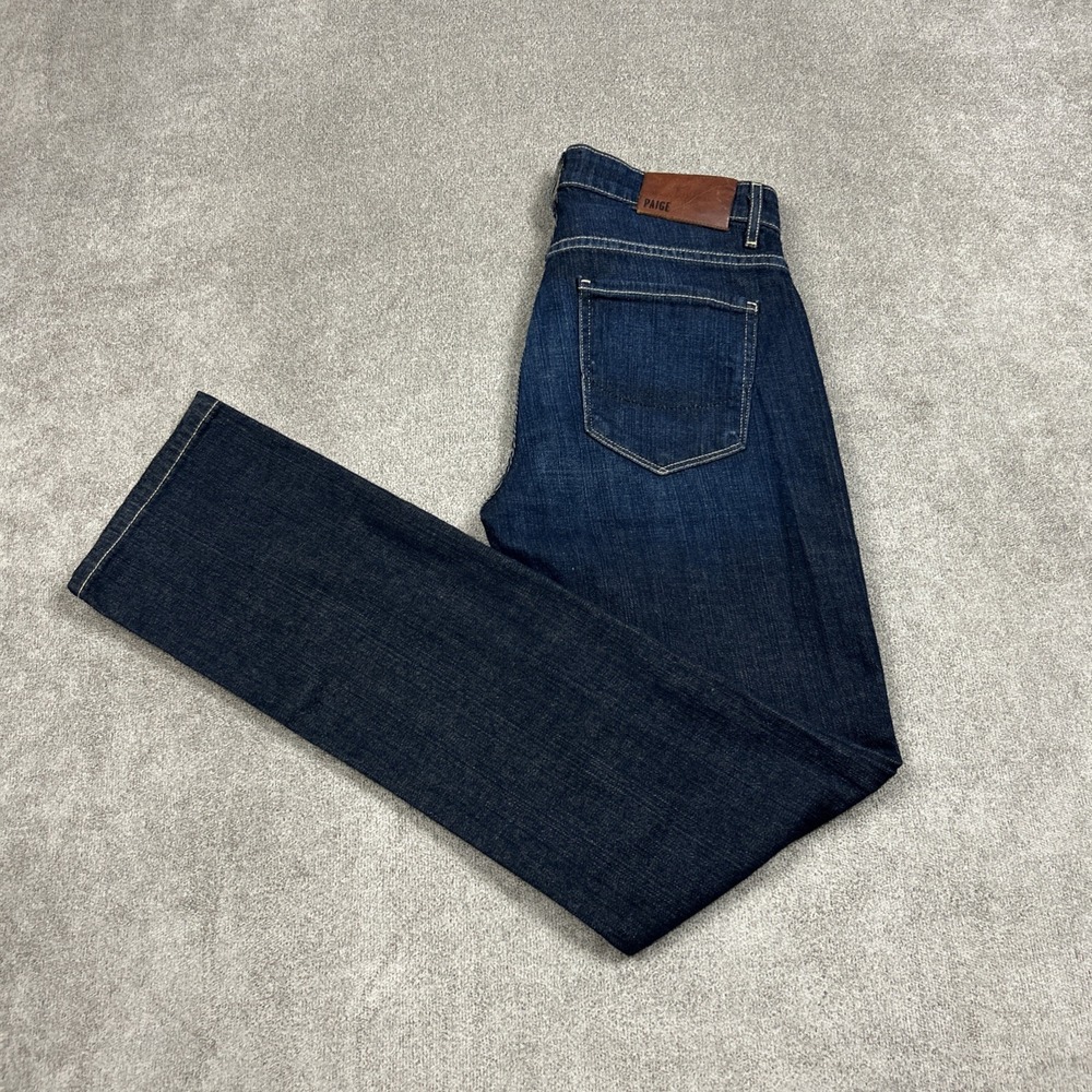 PAIGE Mens Normandie Straight Jeans Dark Wash Blue Denim Pants 30  30x34
